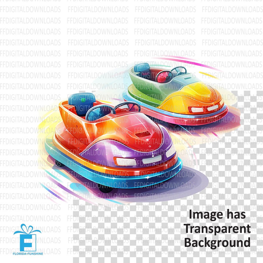 Bumper Cars Clipart Bumper Cars PNG Digital Bump Cars Etsy