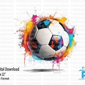 Soccer Ball Clipart, Soccer Ball PNG, Watercolor Soccer Ball Design Png, Digital Clipart, Sublimation, Printable, Digital Download, #4097(1)