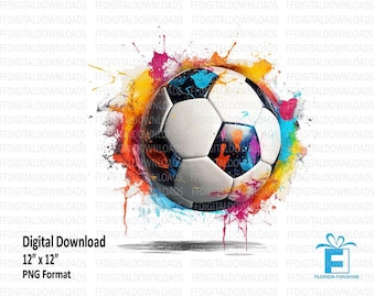 Soccer Ball Clipart, Soccer Ball PNG, Watercolor Soccer Ball Design Png, Digital Clipart, Sublimation, Printable, Digital Download, #4097(1)