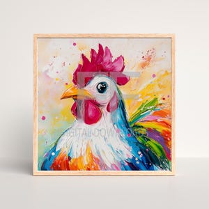 Chicken PNG, Colorful Chicken Art ready to Print and Frame, Digital Art, Chicken, Printable Digital Download, instant download