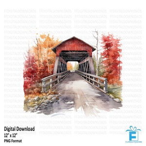 Überdachte Brücke Clipart, Überdachte Brücke PNG, Aquarell Überdachte Brücke, Überdachte Brücke Bild, Sublimation, bedruckbar, digitaler Download. #5439