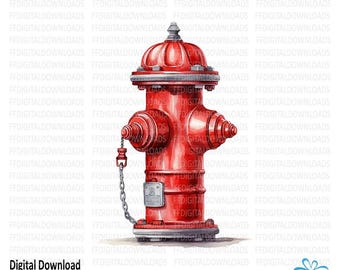 Feuer Hydrant PNG, Feuer Hydrant Clipart, Aquarell Feuer Hydrant, Feuer Hydrant Bild, DTG, Sublimation, Druckbare digitaler Download, #4135