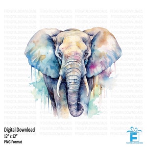 Elephant Clipart, Elephant Png, Watercolor Elephant, Elephant Image, Jungle Animal, Elephant Sublimation, Printable, Digital Download, #5552
