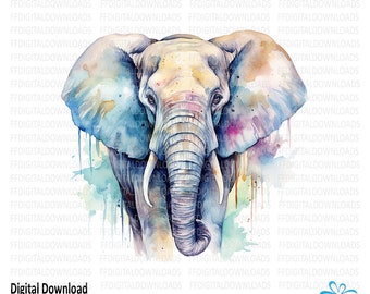 Clipart elefante, Png elefante, Elefante acquerello, Immagine elefante, Animale della giungla, Sublimazione elefante, Stampabile, Download digitale, #5552