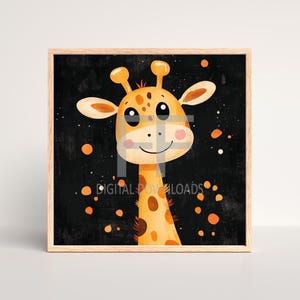 Giraffe PNG, Digital Artwork of Cute friendly Giraffe Printable Digital Download, instant download, Cute Giraffe Art, kids&#39; art, print