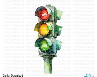 Ampel Clipart, Ampel PNG, Aquarell Ampel, Ampel Bild, Sublimation, bedruckbar, digitaler Download. #5620