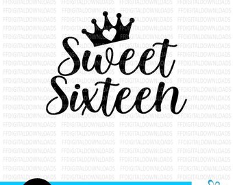 Sweet Sixteen Svg, 16th Birthday Svg, Birthday Girl Svg, 16th Birthday, Birthday Shirt Design, Svg,   Cut File, cricut