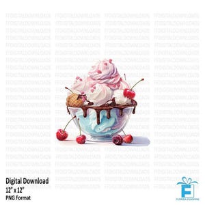 Ice Cream Sundae PNG, Ice Cream Png, Ice Cream Clipart, Ice cream Sundae, Sublimation, Printable, Digital Download, #0218