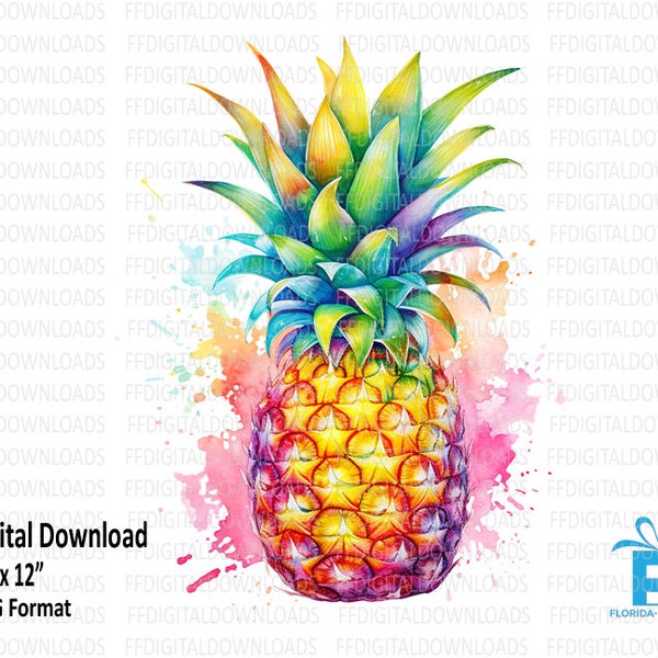 Pineapple Clipart, Pineapple Png, Pineapple Design, Watercolor Clipart, Digital Clipart, Sublimation, Printable, Digital Download, #4015