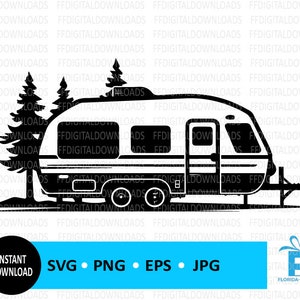 Camper SVG, Camper PNG, Camper Clipart, Camping Vector, Silhouette, EPS, Cricut, Cut File, Clipart, Digital Download