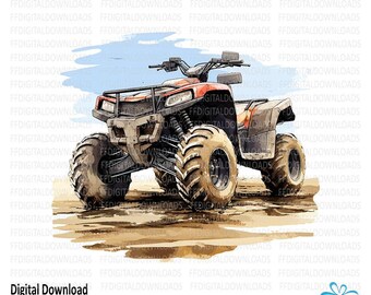 ATV Clipart, ATV Clipart, Acuarela ATV Png, Diseño gráfico de ATV, Vehículo todo terreno, Sublimación, Imprimible, Descarga digital, #5425