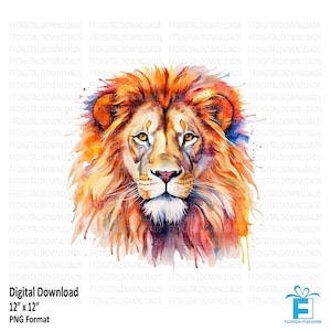 Lion Clipart, Lion Png, Watercolor Lion , Lion Digital Clipart, Lion Image, Jungle Animal, Sublimation, Printable, Digital Download, #5546