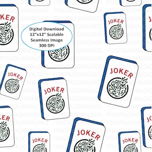 Mahjong Joker Pattern, Digital Design Download, Mahjong Joker Digital Paper, Seamless Mahjong pattern, Sublimation, Printable, #5158