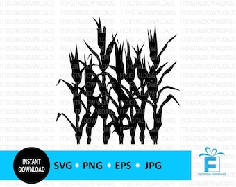 Tiges de maïs SVG, PNG de tiges de maïs, Clipart de tiges de maïs, vecteur de tiges de maïs, Silhouette, EPS, Cricut, couper fichier, Clipart, téléchargement numérique