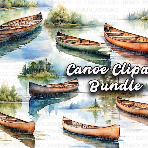 Canoe Clipart, 7 High-Quality PNGs, Canoe Png, Watercolor Canoe Png, Commercial Use, Sublimation, Printable, Digital Downloads