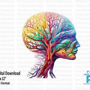 Buntes Gehirn Clipart, Gehirn PNG, Aquarell Gehirn, Gehirn Bild, Digital Design, Gehirn Sublimation, druckbar, digitaler Download, #4175