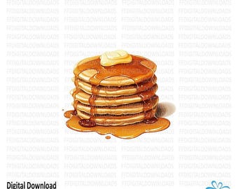 Crêpes PNG, pile de crêpes au sirop Png, clipart crêpes, pile de crêpes png, sublimation, imprimable, téléchargement numérique, #0228