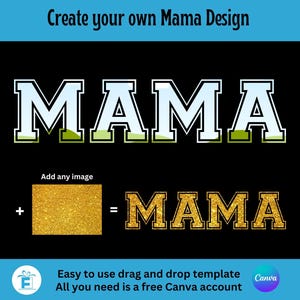 Mama Canva Frame, Drag and Drop Editable Canva Template, Sublimation, Mama Clipart, Create your own Mama clipart, Mama Template