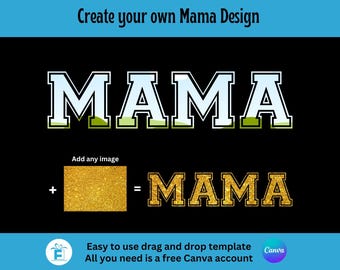 Mama Canva Frame, Drag and Drop Editable Canva Template, Sublimation, Mama Clipart, Create your own Mama clipart, Mama Template