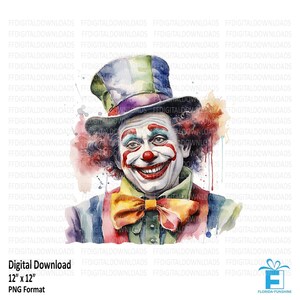 Clown Clipart, Clown PNG, Watercolor Clown , Clown Digital Design, Clown Image, Clown Sublimation, Printable Clown , Digital Download. #5619
