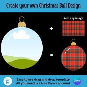 Kerstornament, clipart, kerstbal, canvas lijst, bewerkbare canvassjabloon slepen en neerzetten, sublimatie, maak je eigen ornament