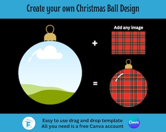 Christmas Ornament Clipart, Christmas Ornament Canva Frame, Drag and Drop Editable Canva Template, Sublimation, Create your own Ornament
