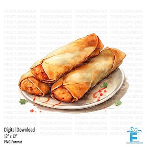 Egg Rolls Clipart, Egg Rolls PNG, Chinese Food clipart, Egg Rolls Digital Clipart, Sublimation, Printable, Digital Download, #5310