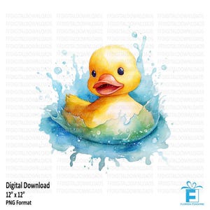 Rubber Duck Clipart, Rubber Duck Png, Watercolor Rubber Duck, Duck Digital Clipart, Sublimation Duck, Printable, Instant Download, #5031