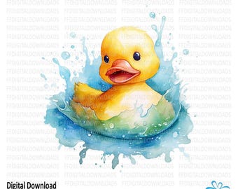 Rubber Duck Clipart, Rubber Duck Png, Watercolor Rubber Duck, Duck Digital Clipart, Sublimation Duck, Printable, Instant Download, #5031