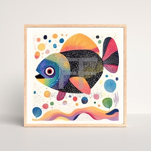 Fish PNG, Colorful Fish Art ready to Print and Frame, Digital Art, Fish, Printable Instant Digital Download, Fish theme gift