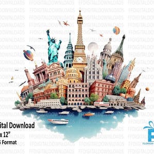 Weltreisender PNG, Weltreisender Clipart, Reisedesign Png, AquarellReisender Png, Sublimation, bedruckbar, digitaler Download, #4006