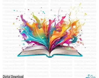 Open Book clipart, Open Book PNG, Colorful Book, Rainbow Book, Watercolor Book, Sublimation, Printable, Digital Download, #0196