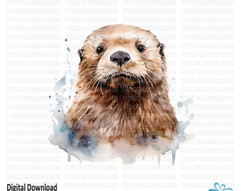 Sea Otter Clipart, Sea Otter Png, Watercolor Sea Otter, Digital Clipart, Sea Otter Image, Sublimation, Printable, Digital Download, #5335
