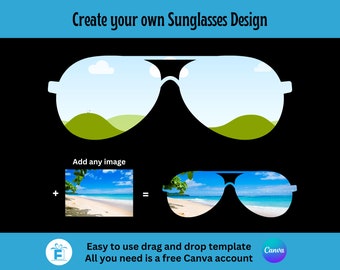 Sunglasses Clipart, Sunglasses Canva Frame, Drag and Drop Editable Canva Template, Sublimation PNG, Create your own Sunglasses clipart