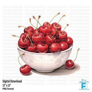 Wiśnie Clipart, Wiśnie Png, Wiśnie Akwarelowe, Wiśnie Cyfrowe Clipart, Wiśnie Sublimacja, Do Wydruku, Pobieranie Cyfrowe, #4218