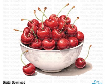 Cherries Clipart, Cherries Png, Watercolor Cherries, Cherries Digital Clipart, Cherries Sublimation, Printable, Digital Download, #4218