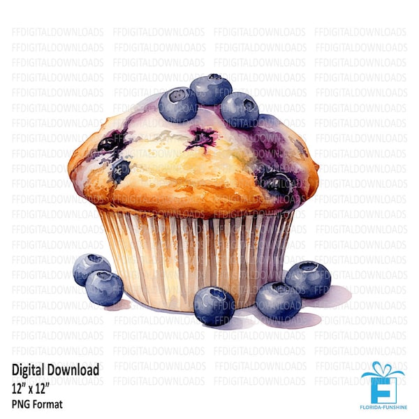 Blueberry Muffin Clipart, Blueberry Muffin PNG, Blueberry Muffin Image, Muffin Clipart, Sublimation, Printable, Digital Download, #5624