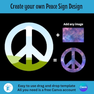 Cadre en toile de signe de la paix, modèle de toile modifiable par glisser-déposer, sublimation PNG, clipart signe de la paix, créez votre propre clipart signe de la paix