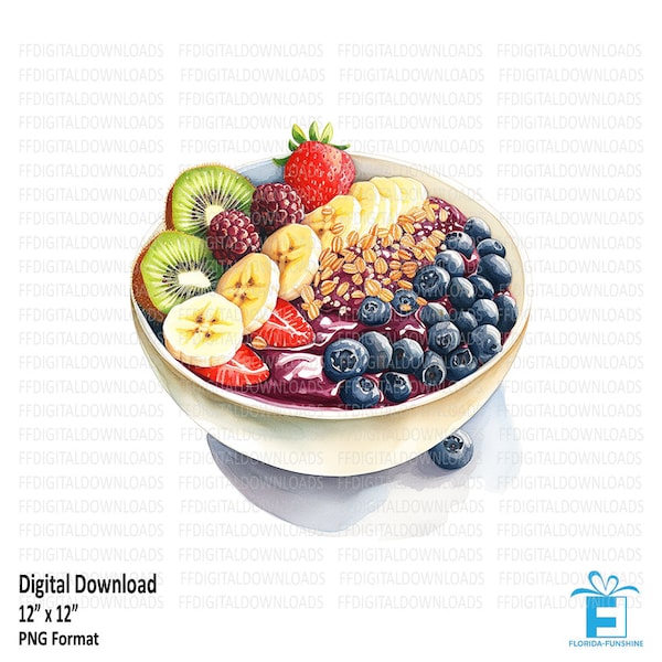 Acai Bowl Clipart, Acai Bowl PNG, Acai Bowl, digitale Clipart, Sublimation, bedruckbar, digitaler Download, #5448