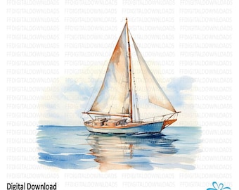 Sailboat PNG, Sailboat Clipart, Watercolor Sailboat Png, Sailboat Image, Sailboat, Sublimation, Printable, Digital Download. #4142