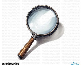 Magnifying Glass Clipart, Magnifying Glass Png, Magnifying Glass Image, Digital Clipart, Sublimation, Printable, Digital Download, #5421