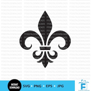 Fleur de lys SVG, conception de fleur de lys, fleur de lys PNG, Jpg, conception de chemise de fleur de lys, Cricut, couper fichier, clipart, téléchargement numérique