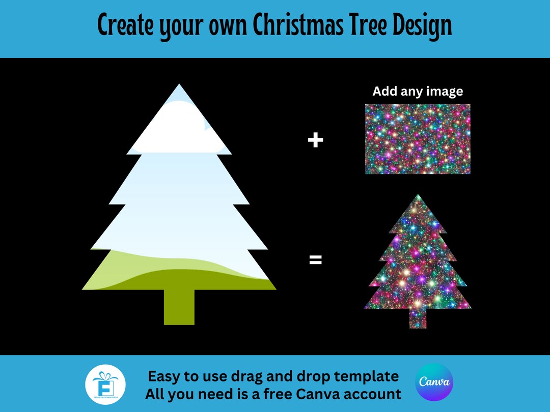 Christmas Tree Clipart, Christmas Tree Canva Frame, Drag and Drop ...