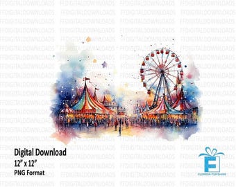 Fair Clipart, Fair PNG, Watercolor Fair, Carnival clipart, Digital Design, Carnival PNG, Sublimation, Printable, Digital Download, #4126