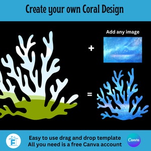 Coral Clipart, Coral Canva Frame, Drag and Drop Editable Canva Template, Sublimation PNG, Create your own Coral clipart, Coral Template