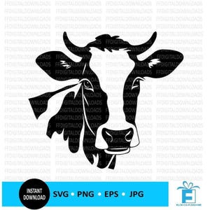 Kuh SVG, Kuh PNG, Kuh Clipart, Kuhkopf, Kuh Grafikdesign, Kuh Vektor, Kuh Silhouette, Jpg, Cricut, Schnitt Datei, Clipart, digitaler Download