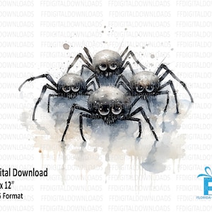 Spider PNG, Spider Clipart, Watercolor Spider, Spider Halloween Decor Png, Spider Digital Design, Sublimation, Printable, Digital Download