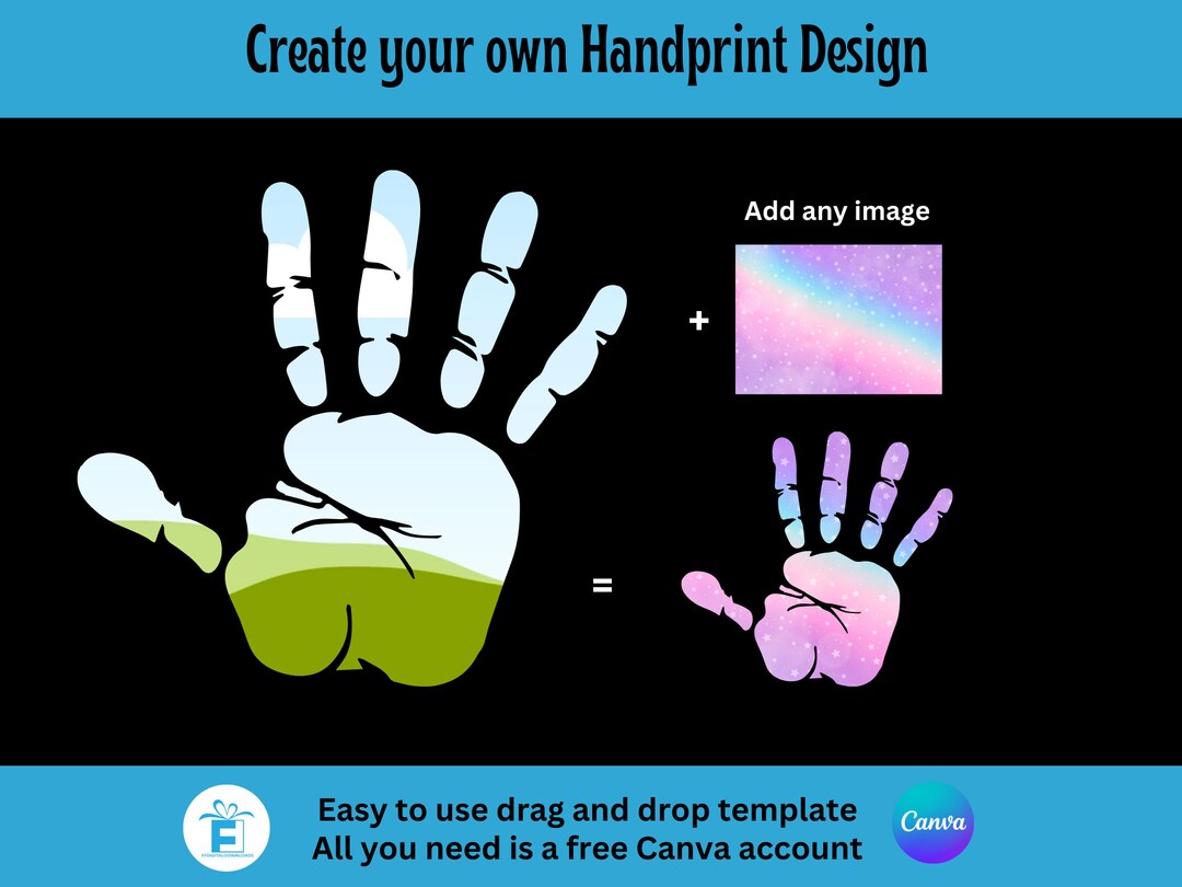 Handprint Clipart Handprint Canva Frame Drag and Drop - Etsy Portugal