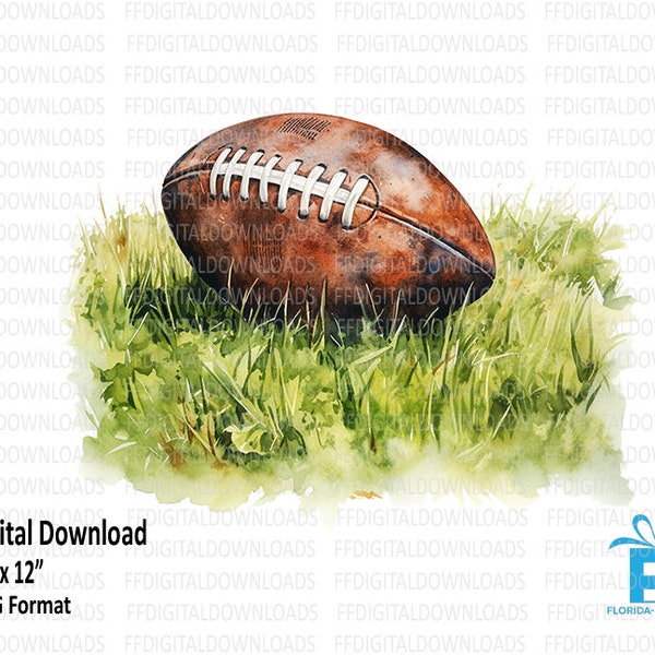 Watercolor Football Clipart, Football PNG, Football Design Png, Football Digital Clipart, Sublimation, Printable, Digital Download, #4063