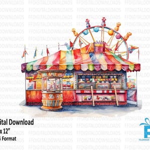 Fair Game Stand Clipart, Fair Game Booth PNG, Aquarell Fair Game Booth, Karneval PNG, Sublimation, Printable, digitaler Download, #4116